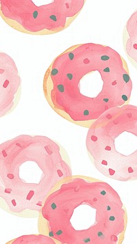 Cute mini donuts illustration bagel food confectionery.
