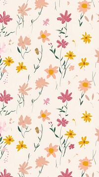 Cute mini flowers illustration wallpaper pattern plant.