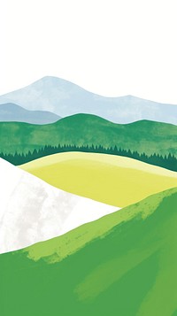 Cute mountains and fields illustration landscape outdoors nature.