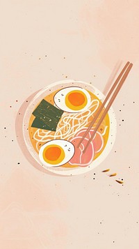 Cute noodles illustration chopsticks food meal.