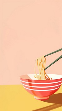 Cute noodles illustration chopsticks bowl dish.