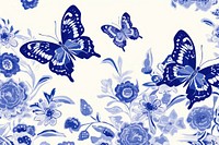 Butterfly on flower backgrounds porcelain pattern.