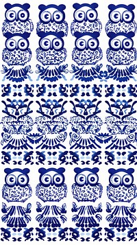Tile pattern of owl art backgrounds white.