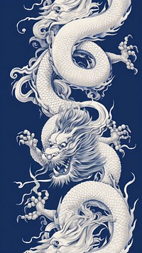  Chinese dragon art sketch white. AI generated Image by rawpixel.