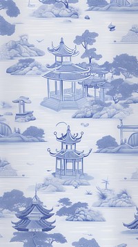  Chinese temple sketch art wallpaper. AI generated Image by rawpixel.