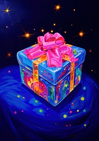 A giftbox illuminated celebration anniversary. AI generated Image by rawpixel.