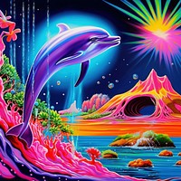 A dolphin painting outdoors nature. AI generated Image by rawpixel.