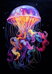 Jellyfish animal invertebrate underwater. AI generated Image by rawpixel.