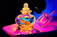 A magic perfume bottle purple illuminated creativity. AI generated Image by rawpixel.