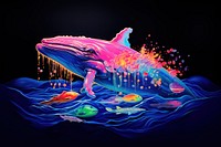 A whale animal fish illuminated. 