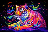 A tiger animal mammal illuminated. AI generated Image by rawpixel.