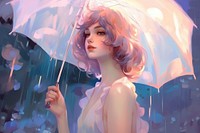 Girl with umbrella adult anime portrait.