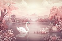 Swan in the lake landscape outdoors nature.