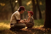 Father talking to young boy baseball adult child. AI generated Image by rawpixel.