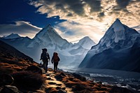 Tour trekking trek up the everest valley backpacking adventure mountain. AI generated Image by rawpixel.