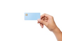 A hand carry a credit card white background technology holding.