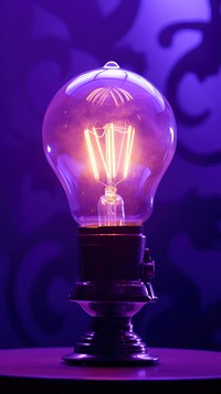  A purple lamp lightbulb electricity illuminated. AI generated Image by rawpixel.