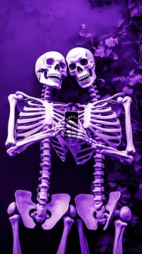  Two body bone taking a selfie together purple representation celebration. AI generated Image by rawpixel.