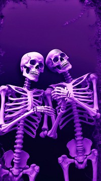  Two body bone taking a selfie together purple skeleton anatomy. 