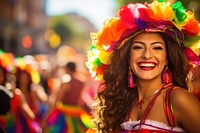 Colorful Latina parade in Hispanic fastival concept celebration adult smile.