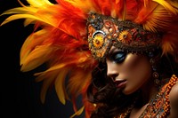 Latin woman carnival costume celebration creativity headdress.