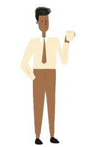 Doodle illustration of businessman cup cartoon coffee.
