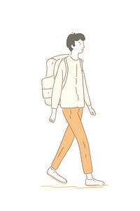 Doodle illustration of men walking backpack drawing.
