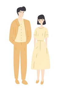 Young couple cartoon adult white background.