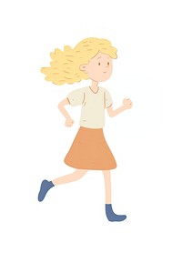 Young girl running cartoon white background creativity.
