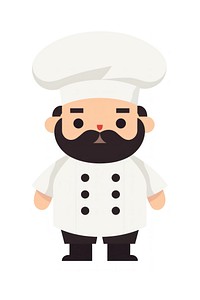Flat design character chef cartoon face white background.