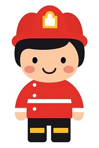 Flat design character firefighter cartoon helmet protection.