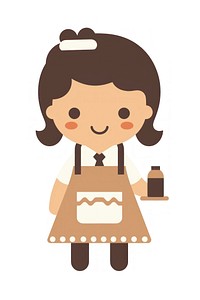 Flat design character girl barista cartoon cute white background.