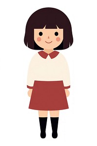 Flat design character girl cartoon skirt cute.