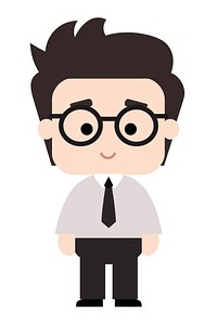 Flat design character programmer cartoon glasses tie.