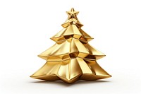 Christmas tree gold white background illuminated.