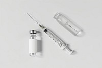 Syringe bottle white background laboratory.