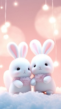 Cute 2 bunnies cartoon nature toy.
