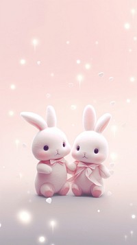 Cute 2 bunnies cartoon toy representation.