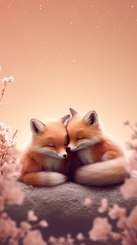 Cute 2 foxes wildlife animal mammal.