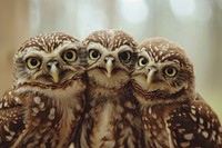 3 owls animal beak bird.