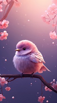 Cute bird outdoors blossom cartoon.