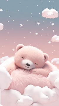 Cute sleeping bear cartoon toy relaxation.