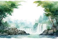 Waterfall border frame landscape outdoors painting.