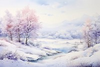 Winter border landscape painting outdoors.