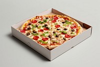 Pizza box packagin  pizza food studio shot.