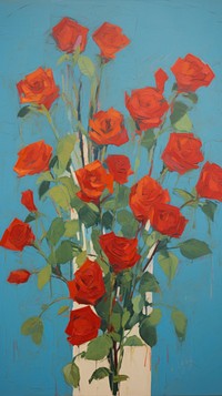  Red rose bouquet flower painting plant. AI generated Image by rawpixel.
