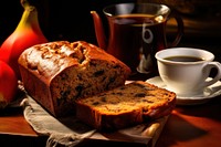 Coffee banana bread cup table.