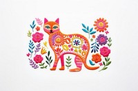 Embroidery of a cat border pattern art representation.