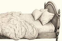  Vintage bed furniture drawing pillow. AI generated Image by rawpixel.