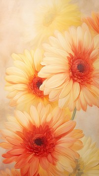  Gerbera flower pattern painting backgrounds yellow. AI generated Image by rawpixel.